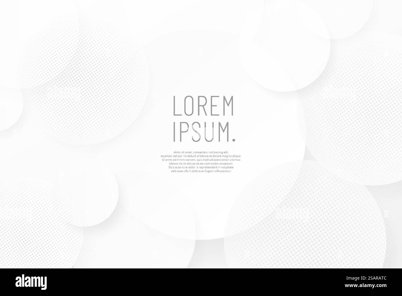 Moderner weißer und grauer Kreis überlappend mit abstraktem Hintergrund im Halbton. Minimalistischer Stil. Design für Präsentation, Banner, Cover, Web, Flyer, Karte, Poster, Hintergrundbild, Folie, Magazin. Vektor-EPS10 Stock Vektor