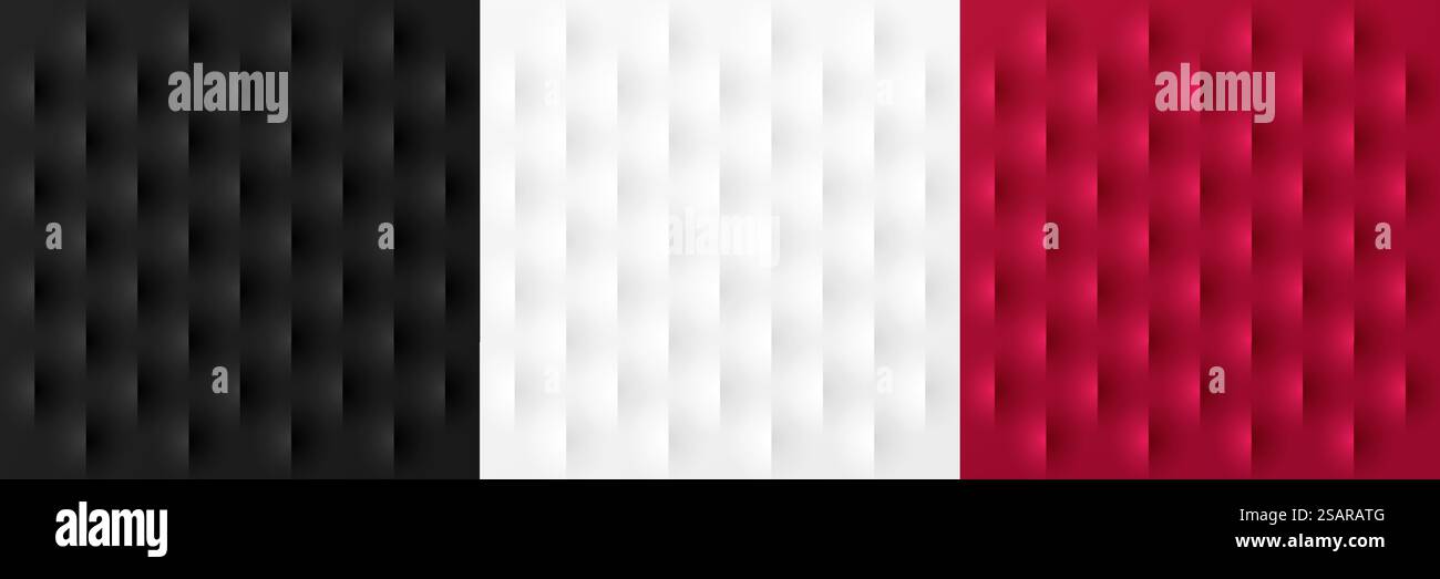 Satz abstrakter schwarzer, dunkelroter und weißer Musterhintergrund. Papierschnitt-Konzept. Modernes futuristisches Design der 3D Shapes Elements Kollektion. Minimale und saubere einfache geometrische Formen. Vektorabbildung. Stock Vektor