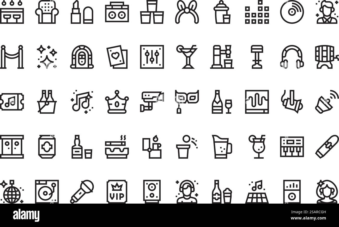 Hochwertige Sammlung von Vektorsymbolen mit editierbarer Kontur. Ideal für professionelle und kreative Projekte. Stock Vektor