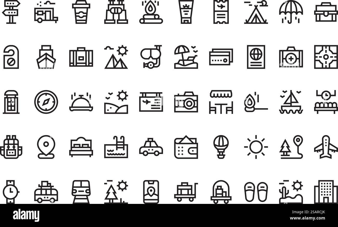 Hochwertige Sammlung von Vektorsymbolen mit editierbarer Kontur. Ideal für professionelle und kreative Projekte. Stock Vektor