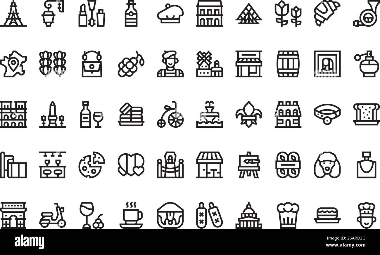 Hochwertige Sammlung von Vektorsymbolen mit editierbarer Kontur. Ideal für professionelle und kreative Projekte. Stock Vektor