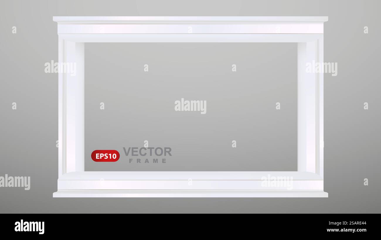 Weißer leerer Bilderrahmen, realistische horizontale Fotorahmen-Mockup-Vorlage isoliert. Vektorabbildung Stock Vektor