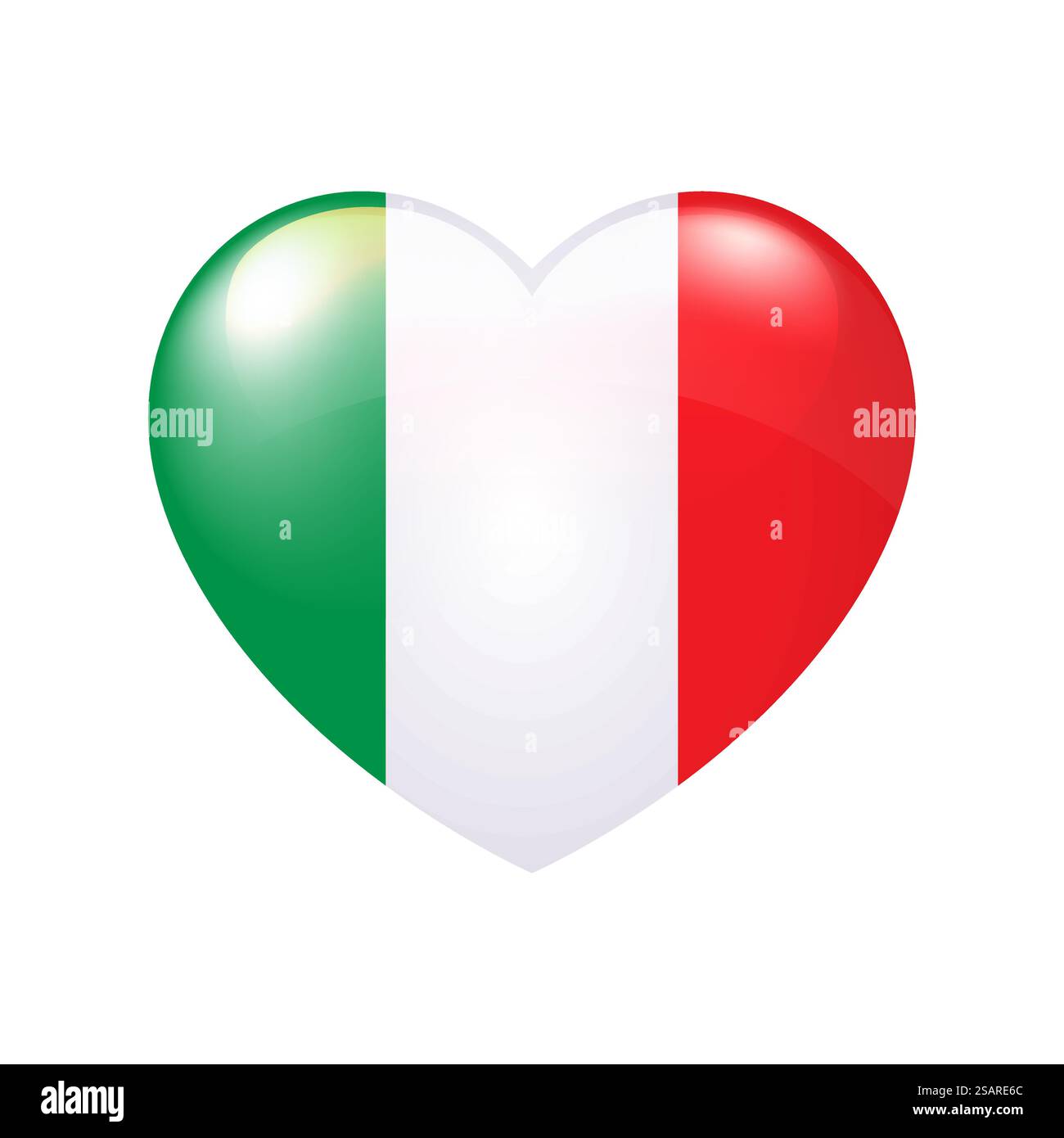 Vektorillustration mit amerikanischer Flagge im Herzen auf weißem Hintergrund. 4. Juli Unabhängigkeitstag der USA. US-amerikanische Hochglanztaste. Nationales patriotisches Emblem. Liebessymbol für das Land. EPS10 Stock Vektor