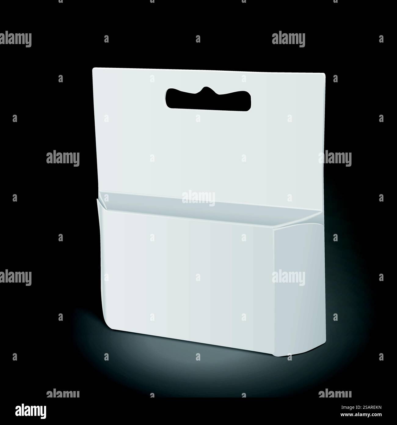 Leere Papierverpackung isoliert auf schwarzem Hintergrund. 3D-Abbildung... Leere Papierverpackung Stock Vektor