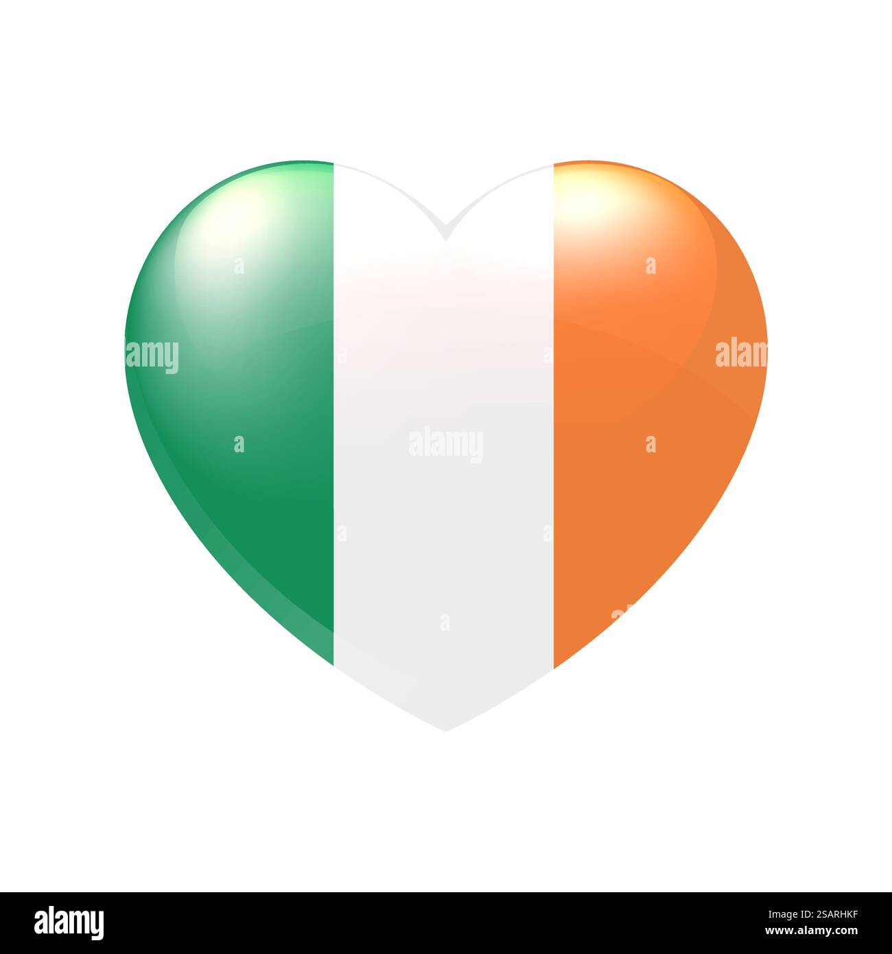 Irland Flagge im Herzen. Symbol für Vektoremblem. Country Love Symbol. Isolierte Illustration eps10 Stock Vektor