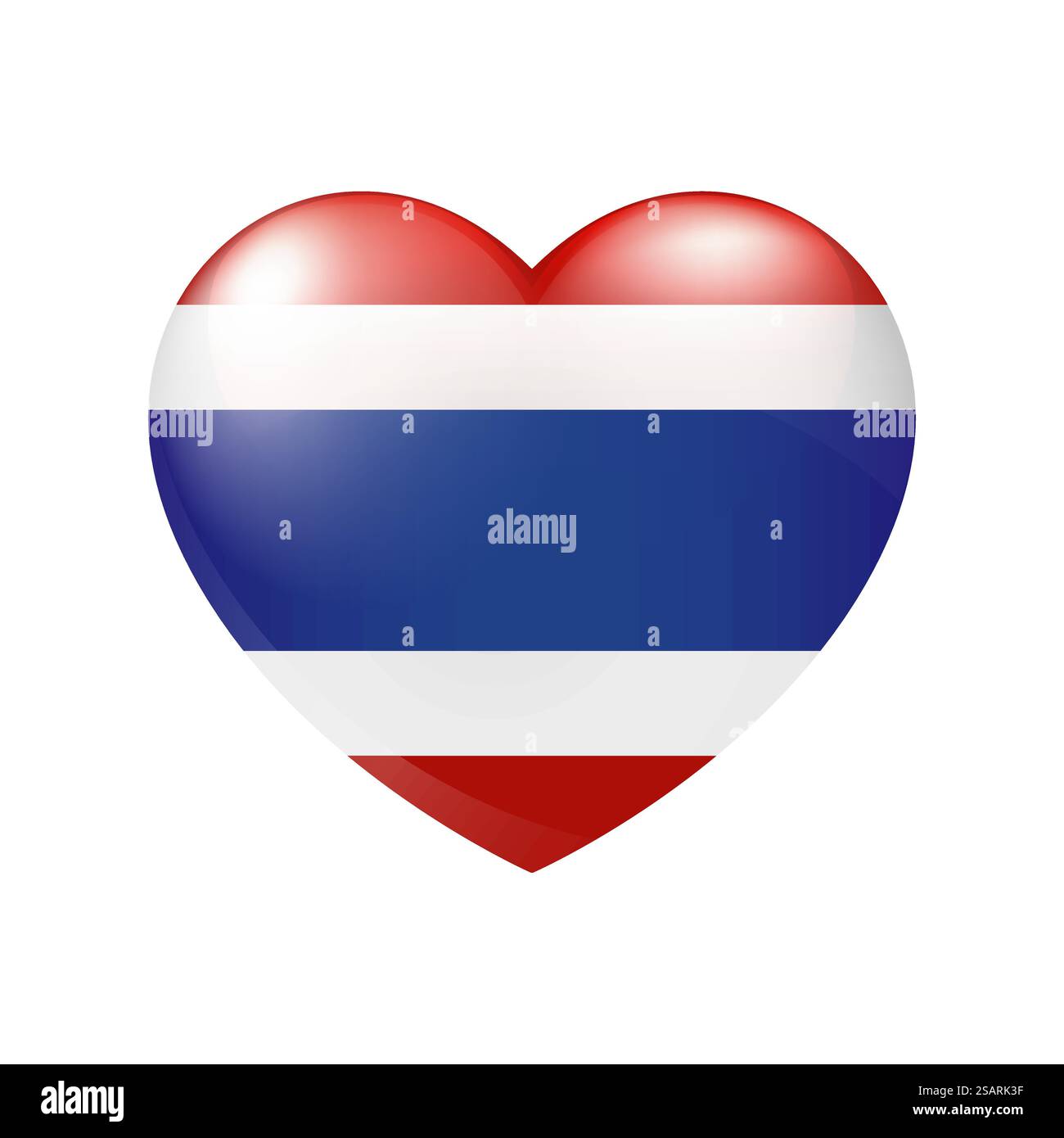 Vektor Thailand Flag Herz Symbol. Thailändisches Hochglanz-Emblem. Country Love Symbol. Isolierte Illustration eps10 Stock Vektor