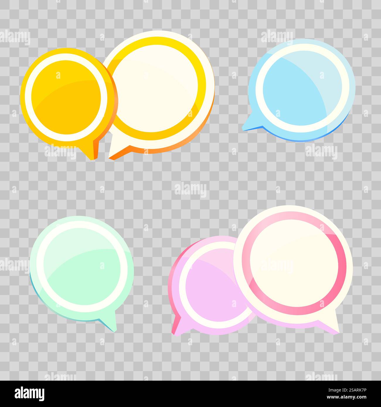 Satz von Sprechblase, Chatbox, Nachrichtenrahmen Cartoon Vektor Illustration Design. Symbol für Ballon-Denkzeichen Stock Vektor