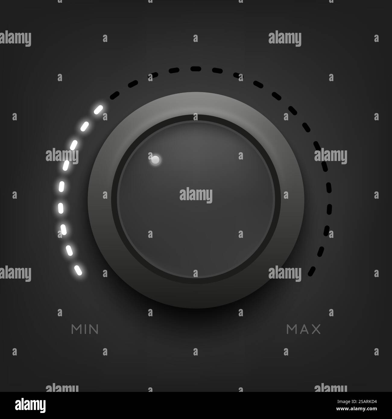 Lautstärkeregler. Schaltertaste. Audio-Armaturenbrett-Becher mit Stereo-Bedienwaage. Realistischer Radio-Pegel-Tuner. Verstärker oder Mischpult. Schreiberregler. Vektorabbildung Stock Vektor