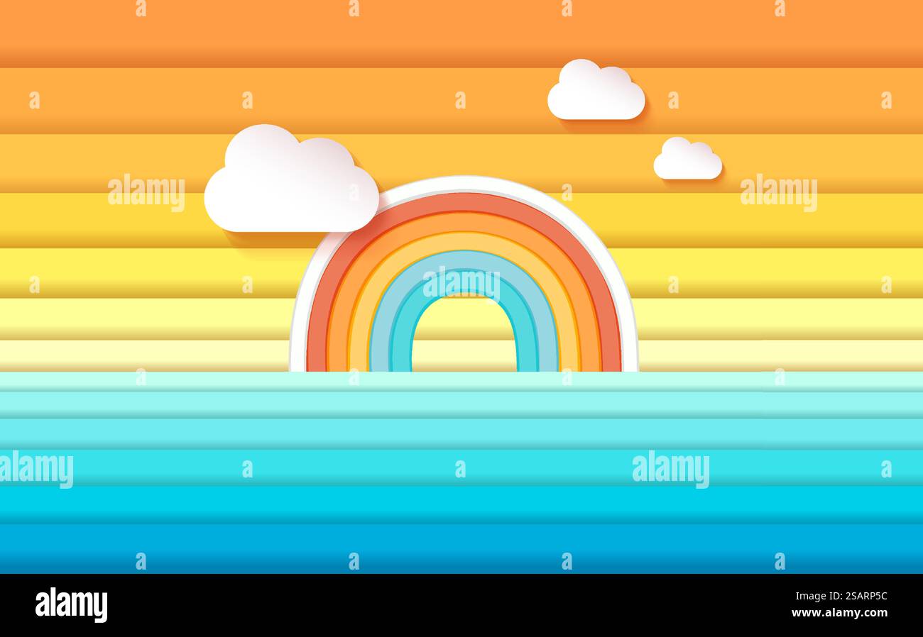 3D-Darstellung abstrakter geometrischer Elemente mit leerem Raum für Kinder- oder Babyprodukte. Stock Vektor