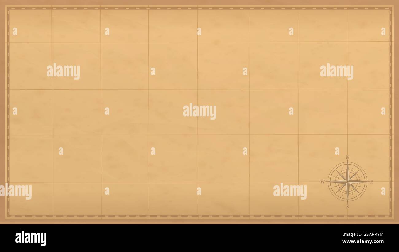 Vintage alte Papierstruktur Vektor Hintergrund. Braunes altes Blatt mit Streifen und Kompass. Antikes Pergament für MAP EPS10 Stock Vektor