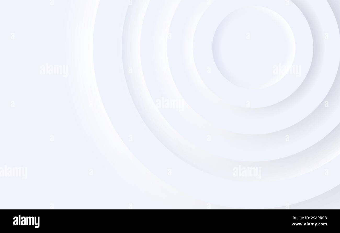 Abstrakter Hintergrund-Neomorphismusstil. Weiße Konzentrische Neumorphe Kreise Stock Vektor