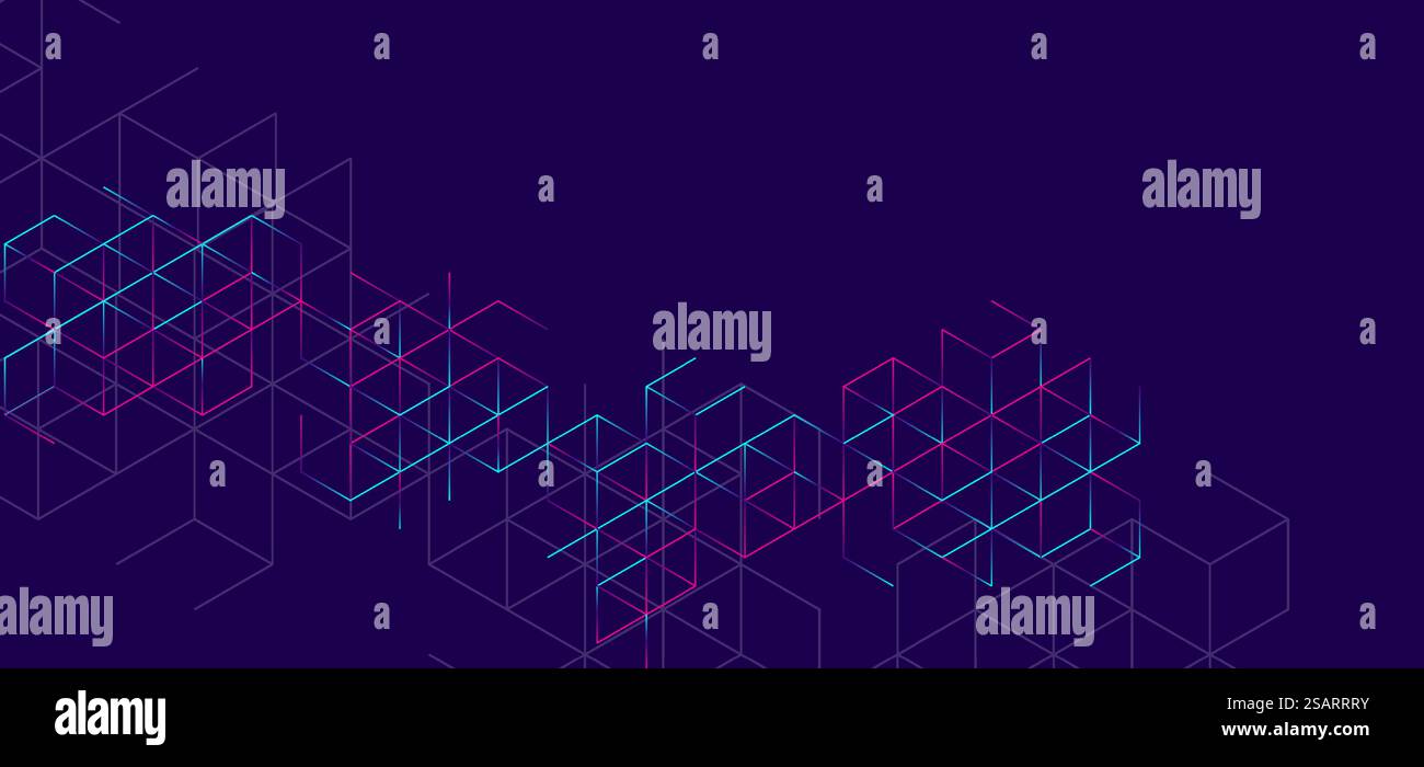 Abstraktes Hintergrundhexagonmuster auf Neonlichthintergrund im Technikstil. Moderne futuristische Vektorgeometrische Form. Kann als Deckblatt, Poster, Flyer, Printwerbung verwendet werden. Stock Vektor