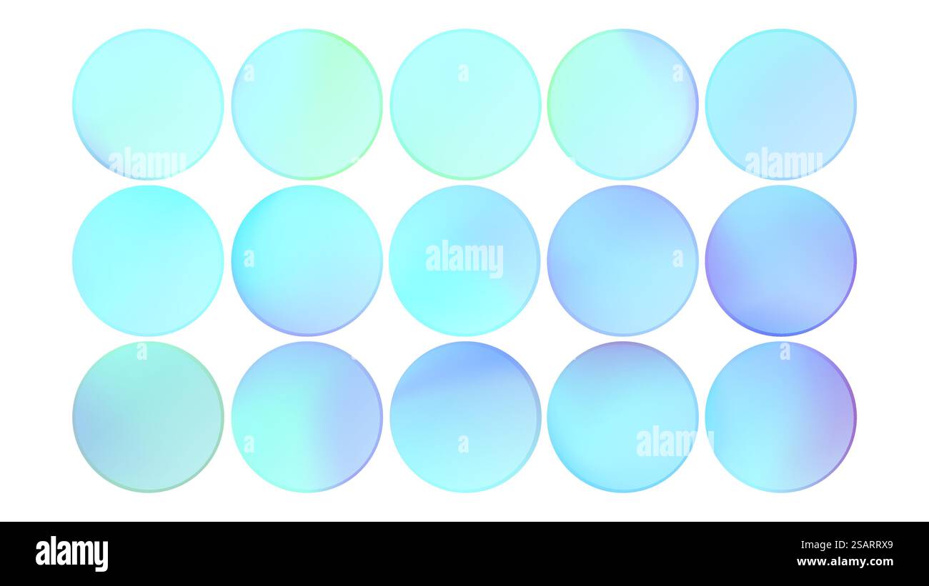 Blaue Verlaufsvektorkreise festgelegt. Runde Banner mit farbigem Netz. Isolierte Etiketten für Logos, Aufkleber, Embleme und andere EPS10-Designs Stock Vektor