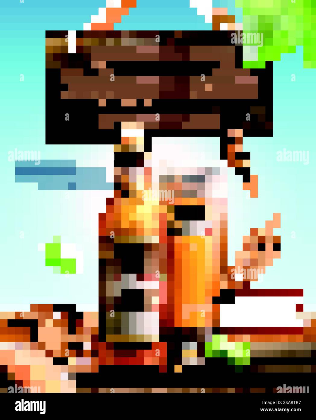 Attraktive Glasflasche Weizenbier mit Hopfen auf Holztisch in 3D-Illustration, hängendes hölzernes Zeichenelement. Attraktive Glasflasche Weizenbier Stock Vektor