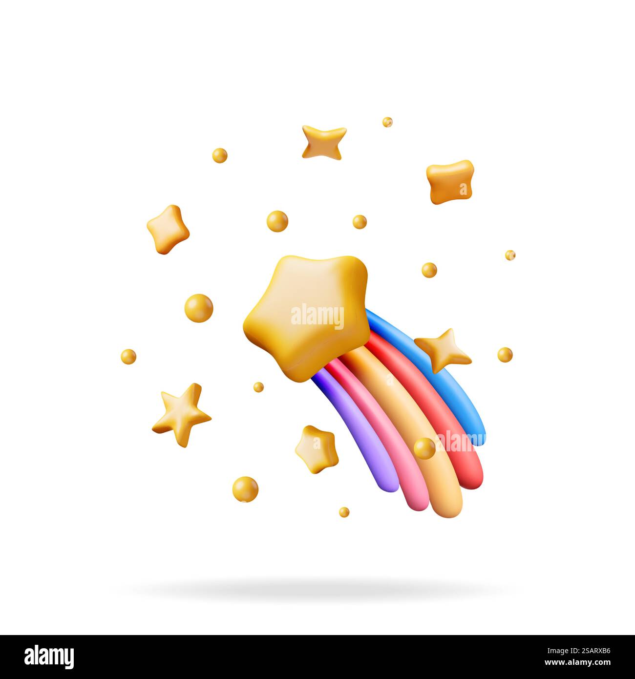 3D Party Golden Confetti Feuerwerk isoliert. Render Gold Plastilin Konfetti Kollektion. Bunte Feuerwerksterne in verschiedenen Formen. Party, Überraschung oder Geburtstagsfeiern. Vektorabbildung. 3D Party Golden Confetti Feuerwerk Stock Vektor