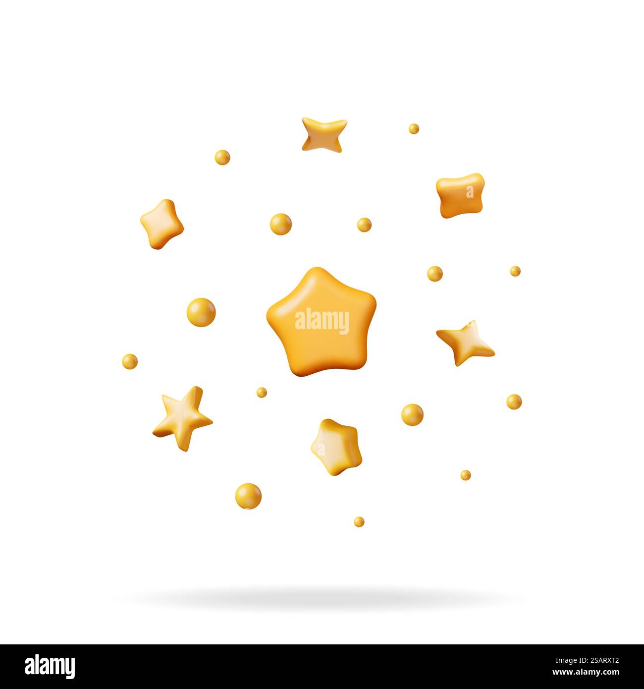 3D Party Golden Confetti Feuerwerk isoliert. Render Gold Plastilin Konfetti Kollektion. Bunte Feuerwerksterne in verschiedenen Formen. Party, Überraschung oder Geburtstagsfeiern. Vektorabbildung. 3D Party Golden Confetti Feuerwerk Stock Vektor