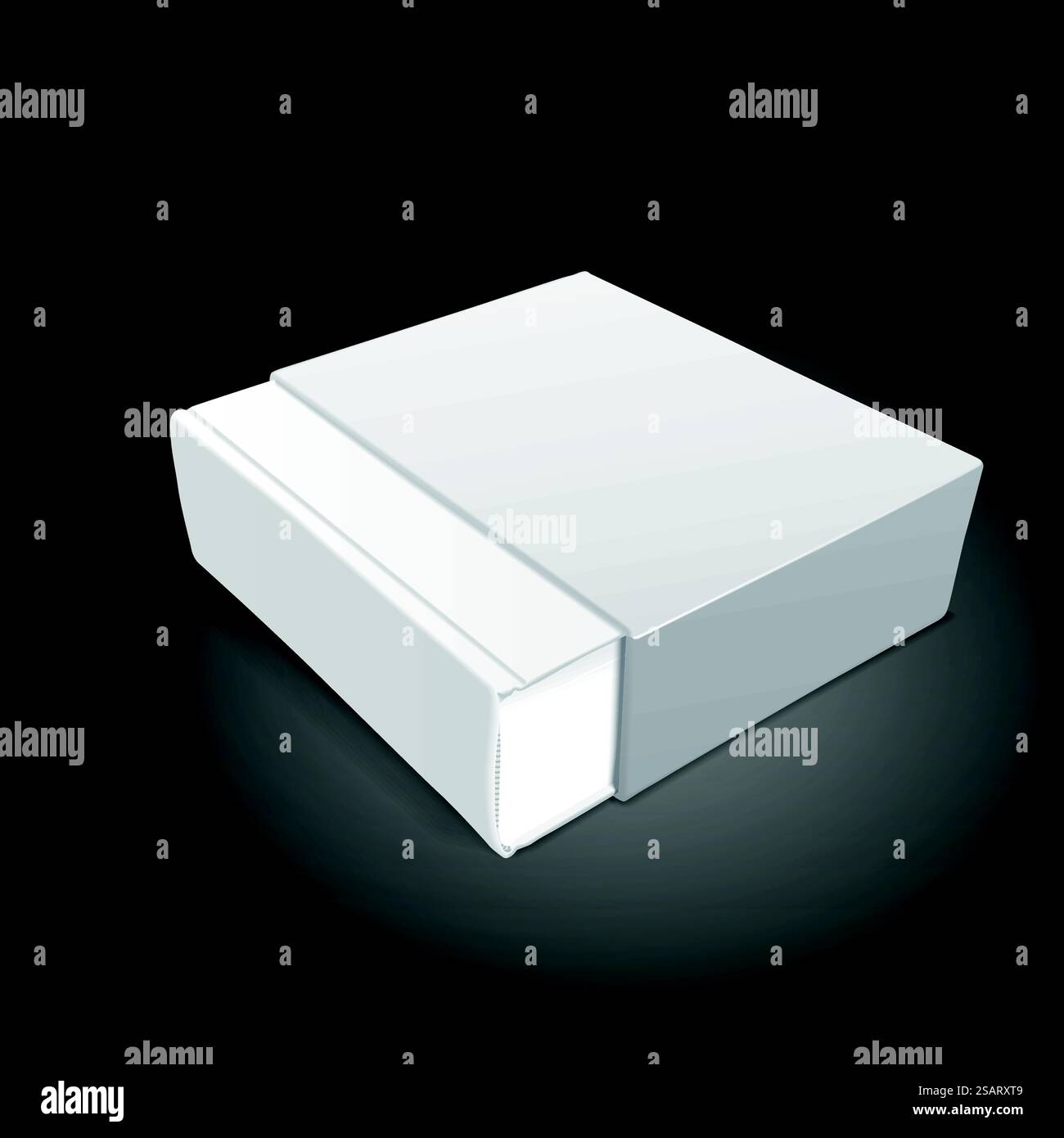 Leeres Wörterbuch und Paket auf schwarzem Hintergrund isoliert. 3D-Abbildung... Leeres Wörterbuch und Paket Stock Vektor