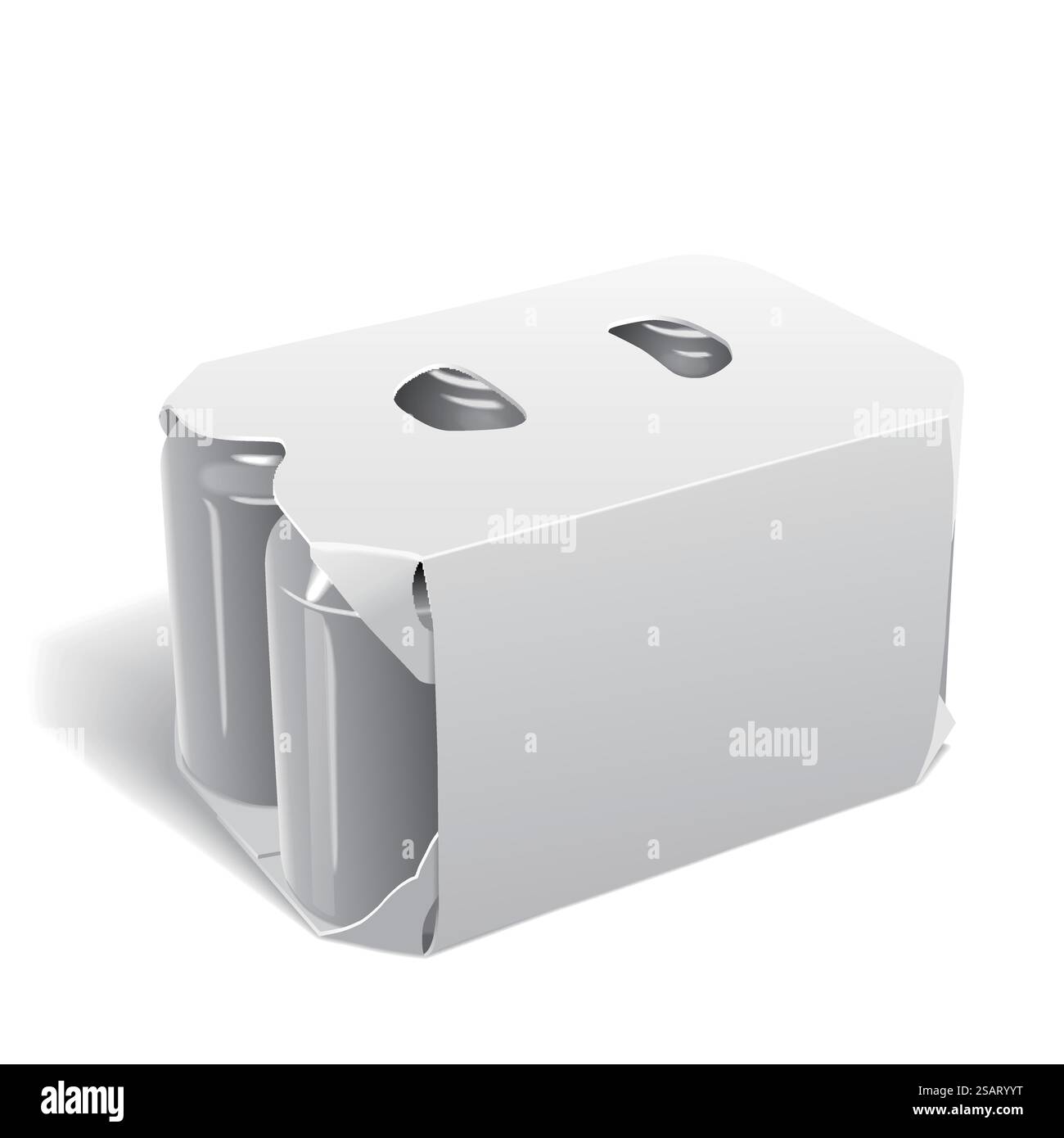 Leere 6er-Packung Getränkedosen auf weißem Hintergrund. 6er-Pack Getränkedosen Stock Vektor