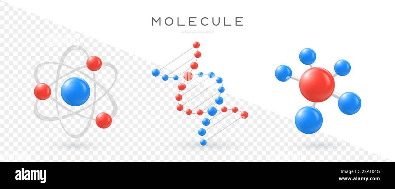 Molekül-Symbole. Symbole für Wissenschaft und Chemie. Vektorabbildung Stock Vektor
