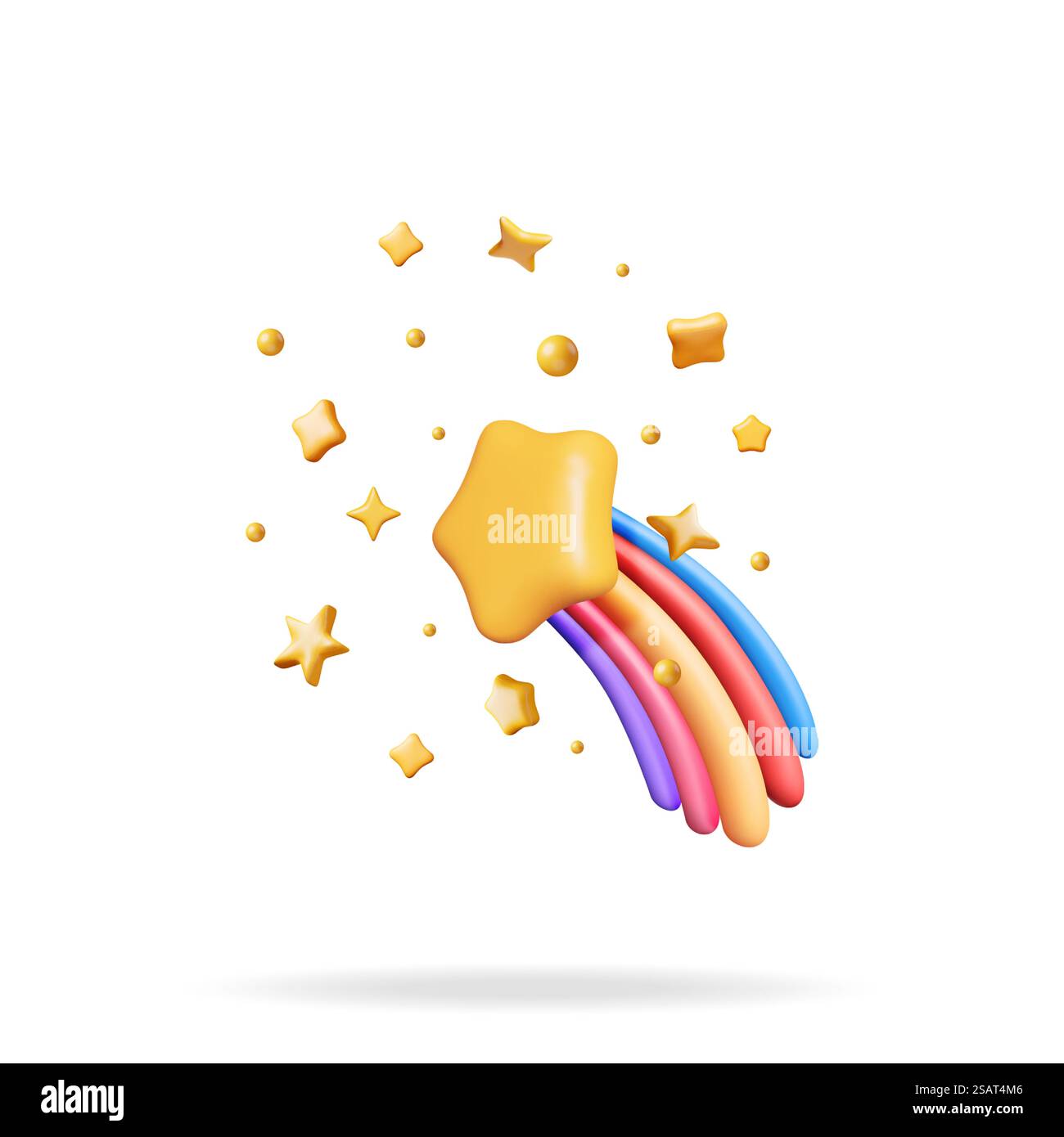 3D Party Golden Confetti Feuerwerk isoliert. Render Gold Plastilin Konfetti Kollektion. Bunte Feuerwerksterne in verschiedenen Formen. Party, Überraschung oder Geburtstagsfeiern. Vektorabbildung. 3D Party Golden Confetti Feuerwerk Stock Vektor