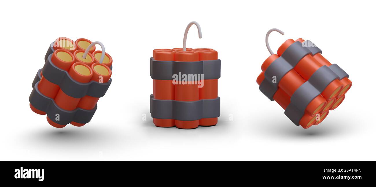 Set realistischer Sprengstoffe in verschiedenen Positionen. Stöcke Dynamit, Bombe. Isoliertes Vektorbild. Pyrotechnische Werkstoffe. Spielabbildungen auf weißem Hintergrund. Set realistischer Sprengstoffe in verschiedenen Positionen. Stöcke Dynamit, Bombe Stock Vektor Set realistischer Sprengstoffe in verschiedenen Positionen. Stöcke Dynamit, Bombe. Isoliertes Vektorbild. Pyrotechnische Werkstoffe. Spielabbildungen auf weißem Hintergrund. Set realistischer Sprengstoffe in verschiedenen Positionen. Stöcke Dynamit, Bombe Stock Vektor