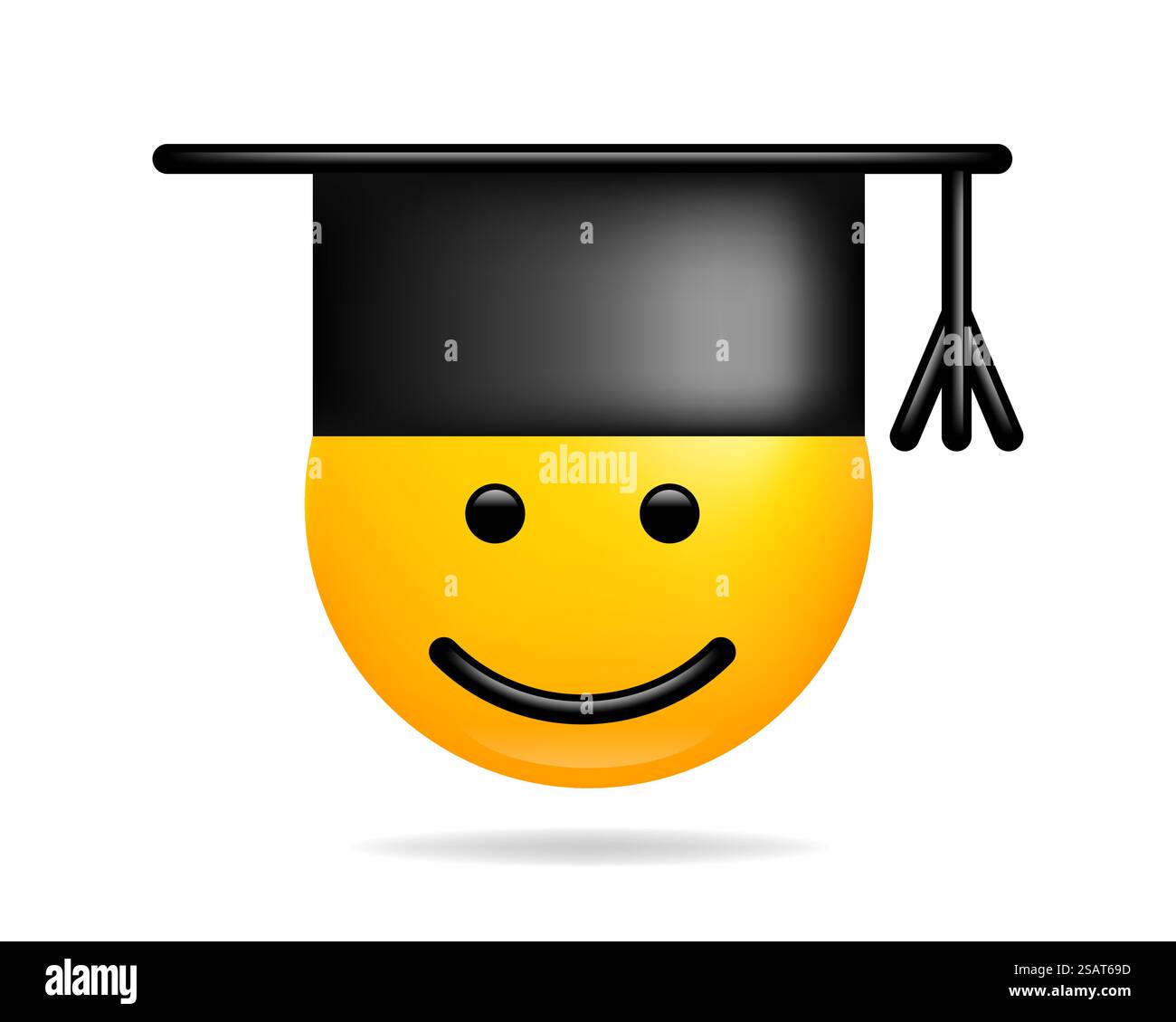 Emoji Lächeln Symbol Vektorsymbol. Der Schüler Smiley sieht eine gelbe Zeichentrickfigur vor. Stock Vektor