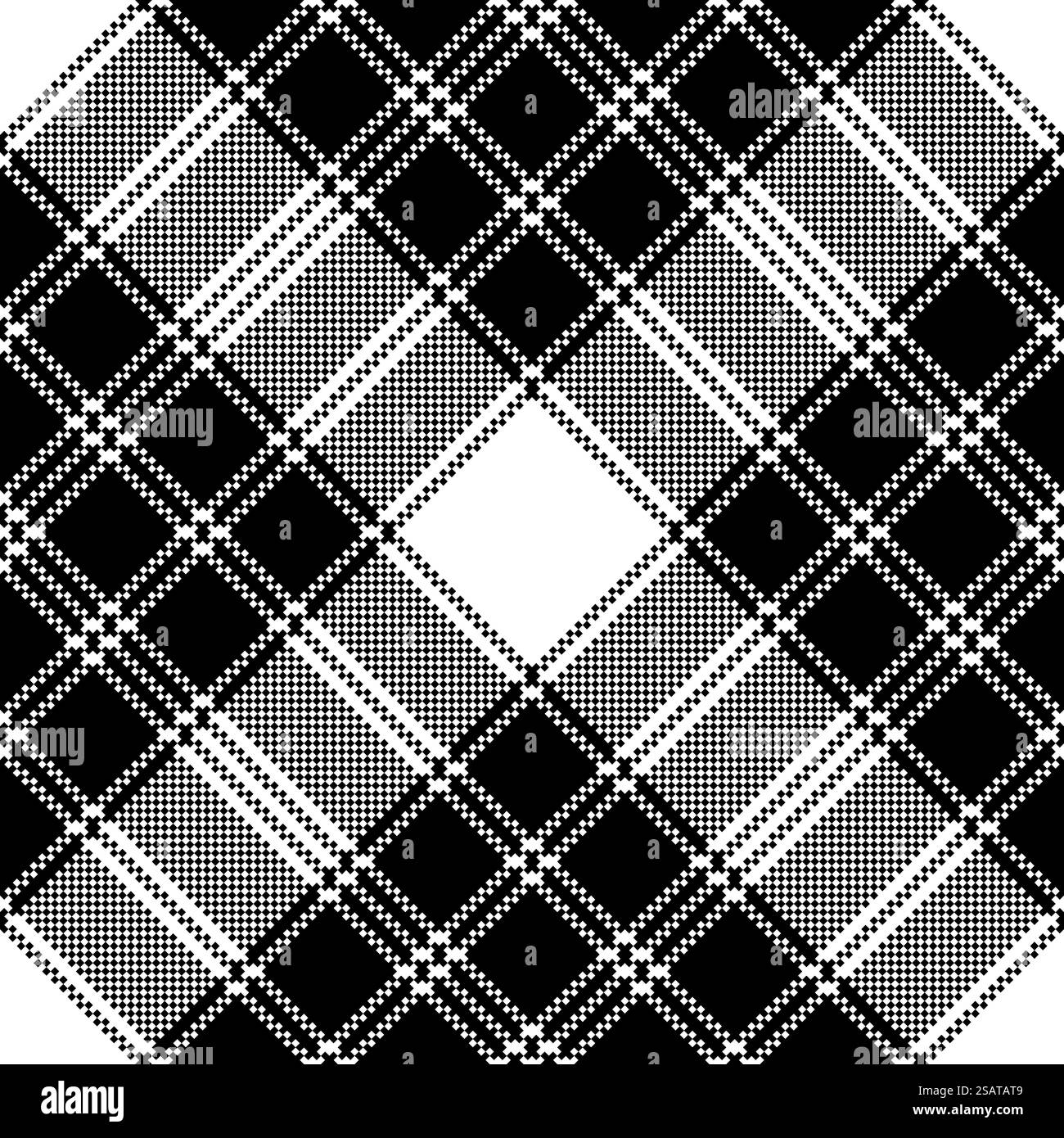 Klassisches nahtloses Muster in Schwarz-weiß mit Pixelkarierung. Vektorabbildung... Klassisches nahtloses Muster in Schwarz-weiß mit Pixelkarierung Stock Vektor