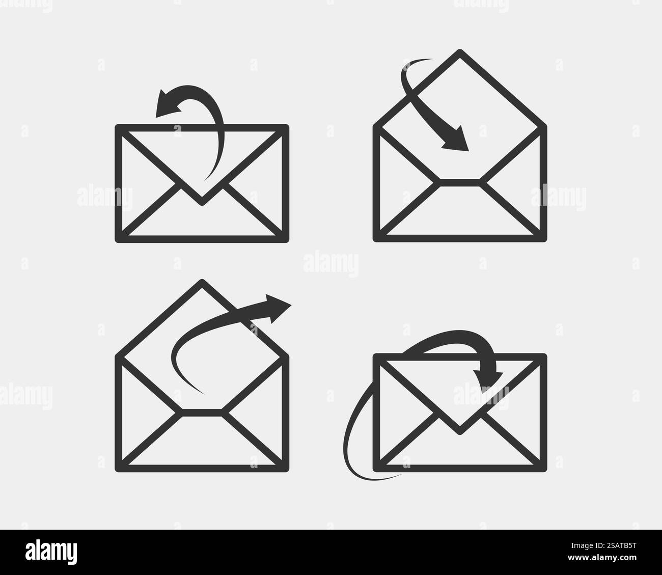 Legen Sie die Umschlagsymbole Letter fest. Vektorvorlage für Hüllkurvensymbol. E-Mail-Symbolelement. Versandzeichen für Web- oder Printdesign. Stock Vektor