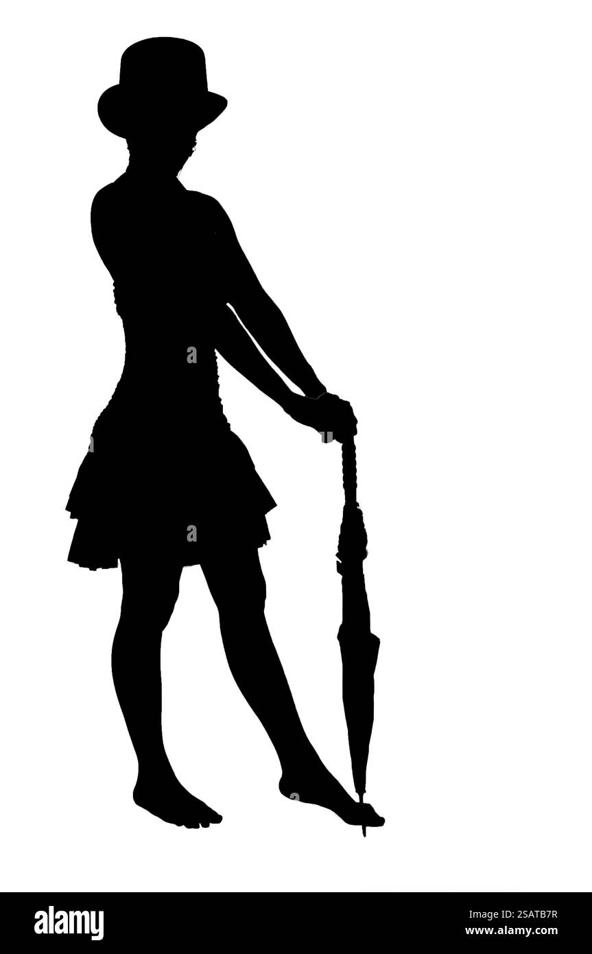 Eine schöne junge Schauspielerin Tänzerin trägt einen Zylinder Stockfoto