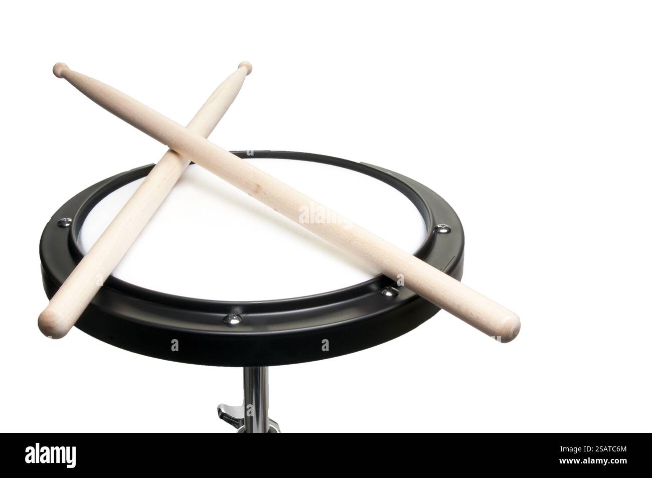 Ein Übungspad mit Lehrtrommel, das zum Erlernen von Trommeln verwendet wird Stockfoto