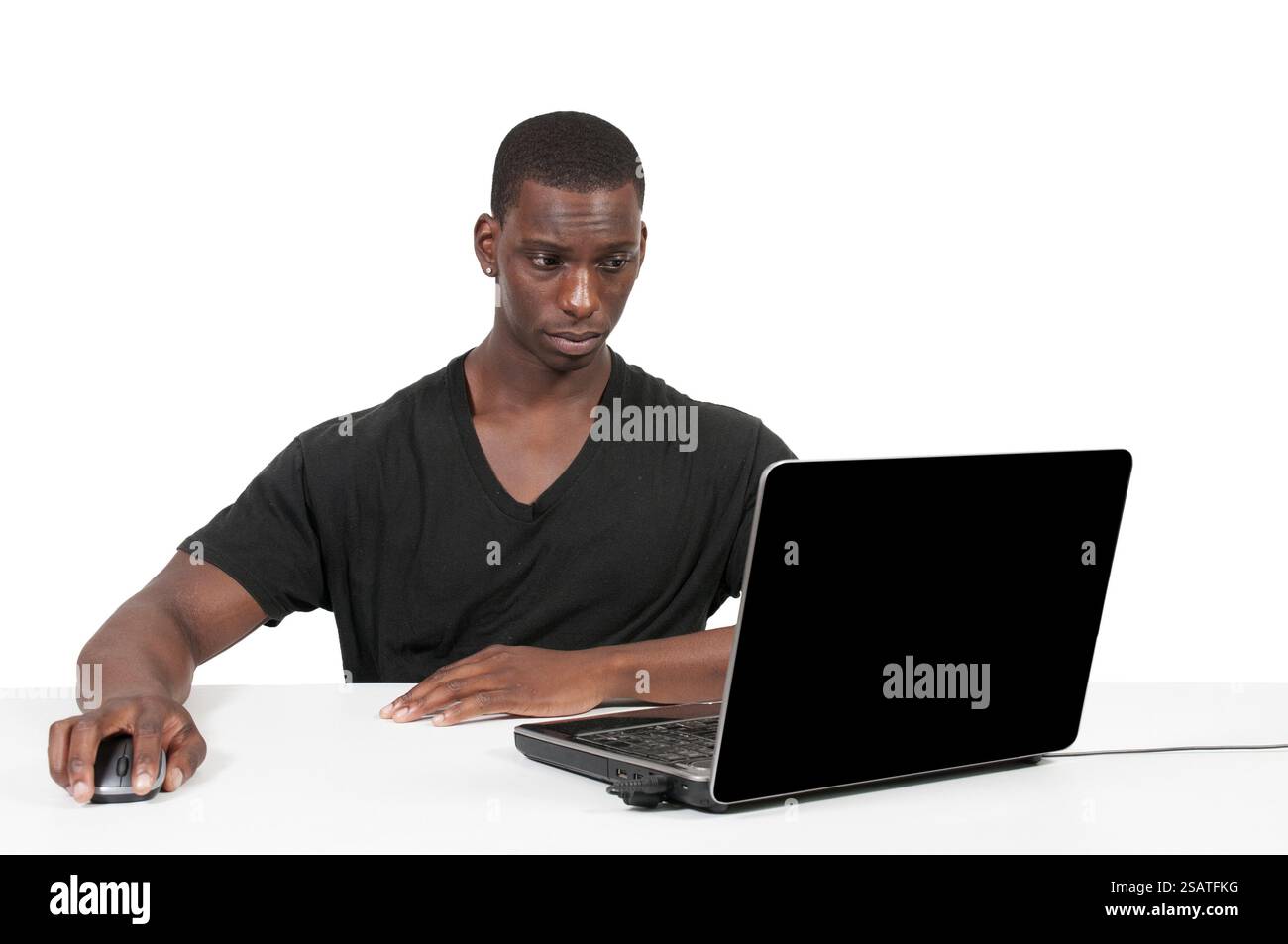 Black African American Mann Geschäftsbenutzer Student computer Stockfoto