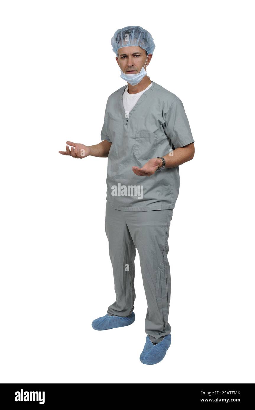 Hübscher junger Mann Arzt tragen scheuert Stockfoto