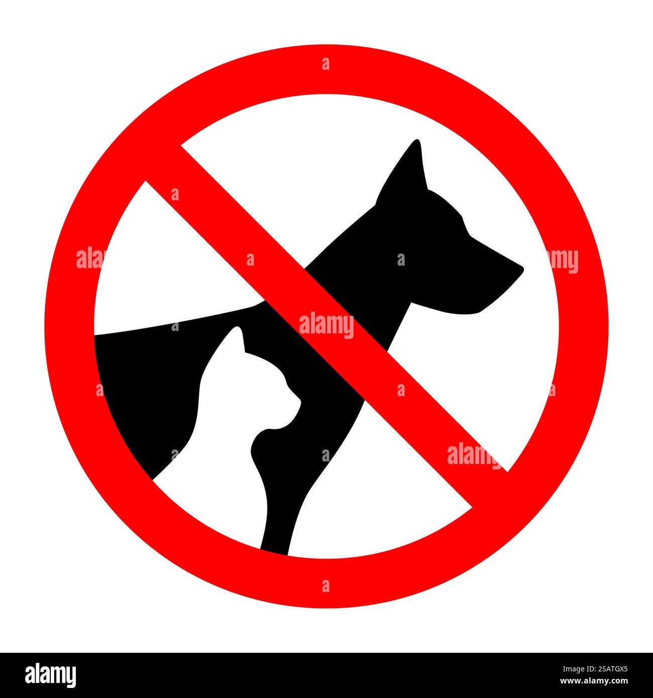 Verbotsschild STOP PET Hund und Katze einfache Tiere Silhouette. Vektorabbildung... Verbotsschild STOP PET Hund und Katze einfache Tiere Silhouette Stock Vektor