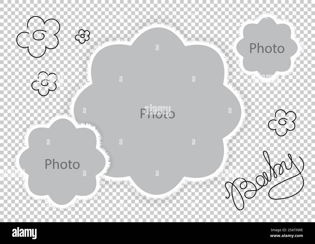 Fotorahmen Blumen Vorlage für süßes Baby. Vektorabbildung... Fotorahmen Blumen Vorlage für süßes Baby Stock Vektor