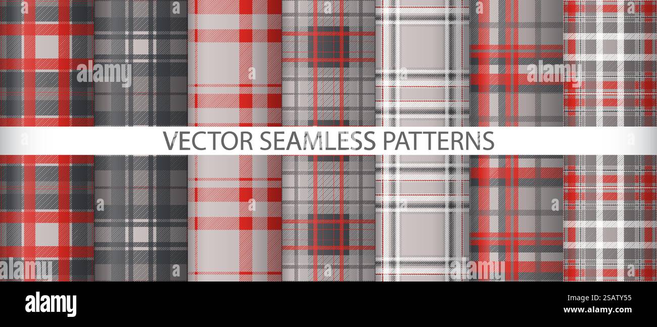 Nahtloses Schottenmuster. Kariertes Textil im Hintergrund. Texturkollektion mit Vektor-Check-Muster. Stock Vektor