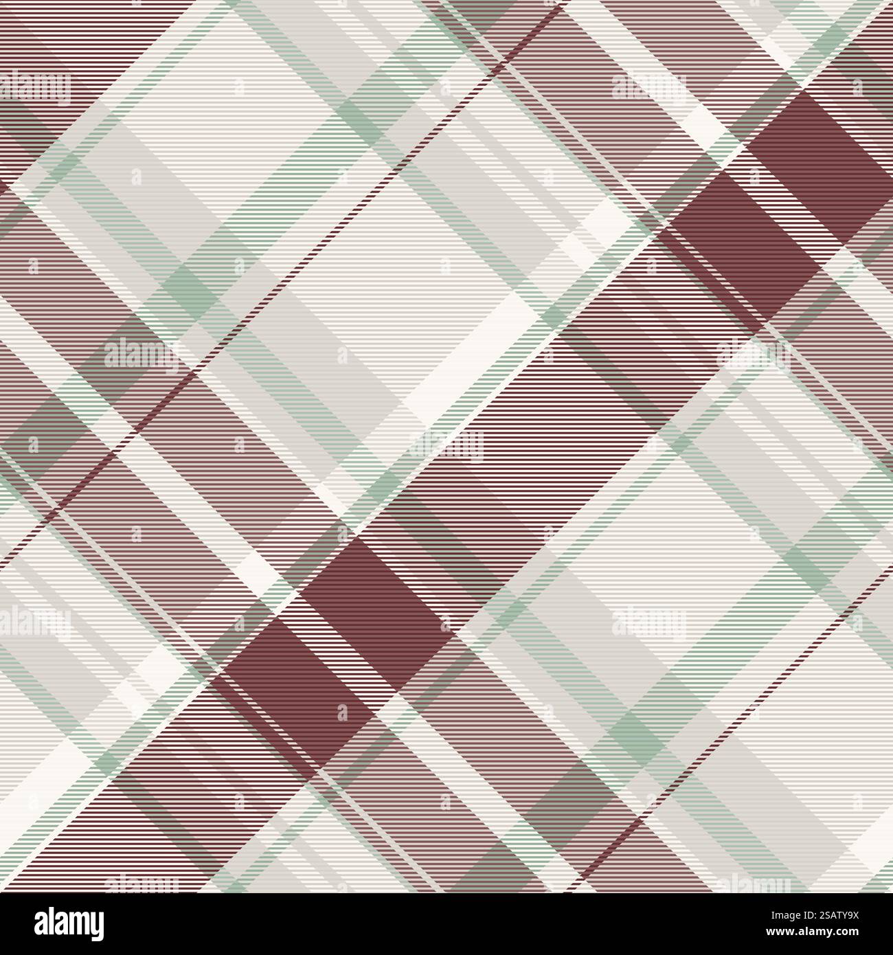 Weiches, nahtloses Muster und Karomuster im Hintergrund. Hochzeit Vektor Textil Textur Tartan in weiß und rot Farbe. Stock Vektor