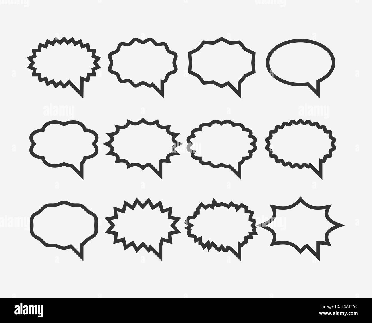 Stellen Sie den Sprechblasen-Sprachvektor ein. Leeres leeres Blasensymbol für Designelemente. Online-Chat-Symbolvorlage. Silhouette der Ballon-Aufkleber mit Dialogfeld. Stock Vektor Stellen Sie den Sprechblasen-Sprachvektor ein. Leeres leeres Blasensymbol für Designelemente. Online-Chat-Symbolvorlage. Silhouette der Ballon-Aufkleber mit Dialogfeld. Stock Vektor