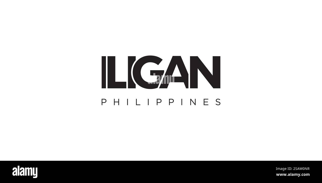 Iligan auf den Philippinen Emblem für Print und Web. Design mit geometrischem Stil, Vektorillustration mit auffälliger Typografie in moderner Schrift. Schriftzug mit grafischem Schriftzug auf weißem Hintergrund. Stock Vektor