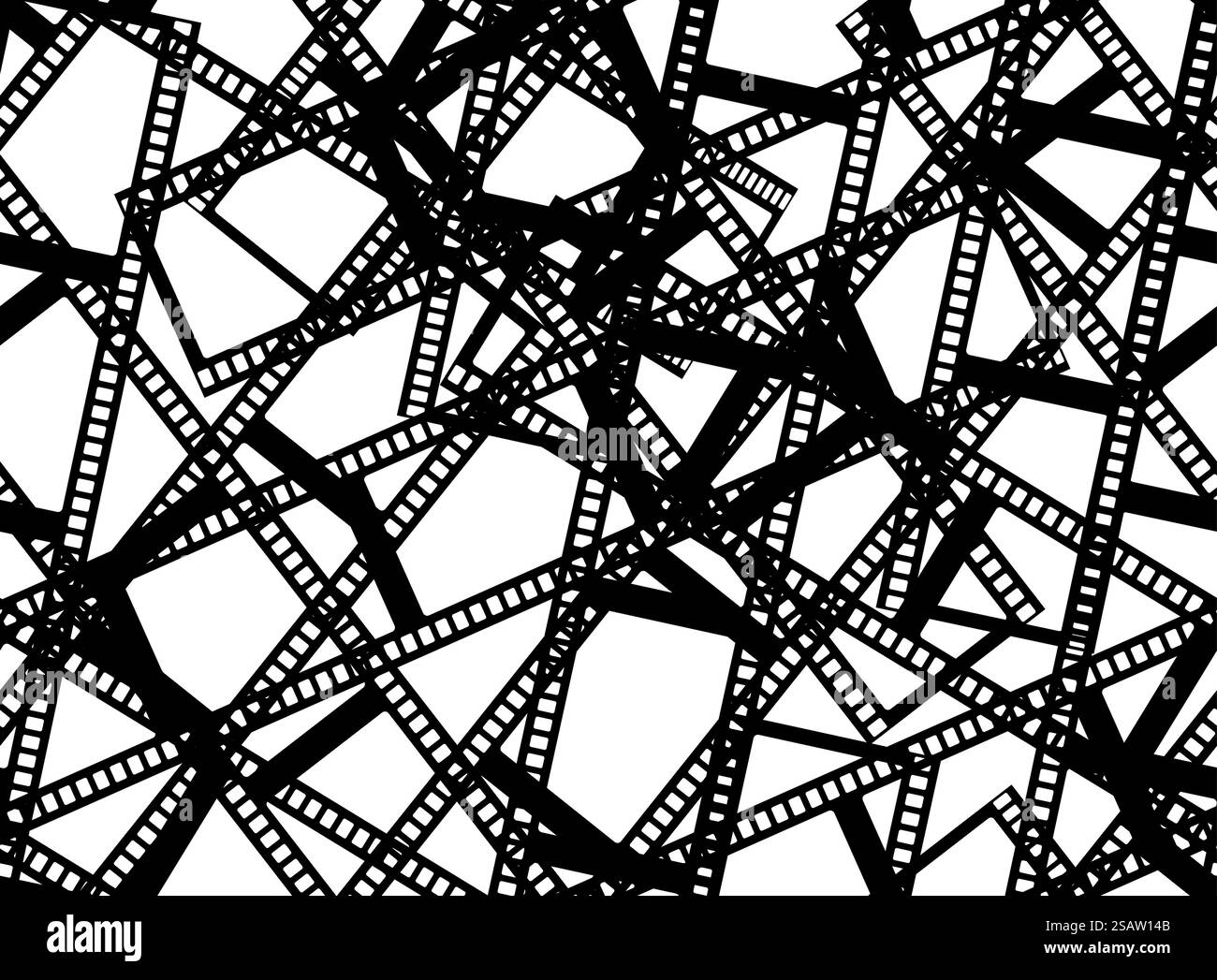 Filmstreifen Schwarzes weißes nahtloses Muster im Vintage-Stil. Vektorabbildung... Filmstreifen Schwarzes weißes nahtloses Muster im Vintage-Stil Stock Vektor