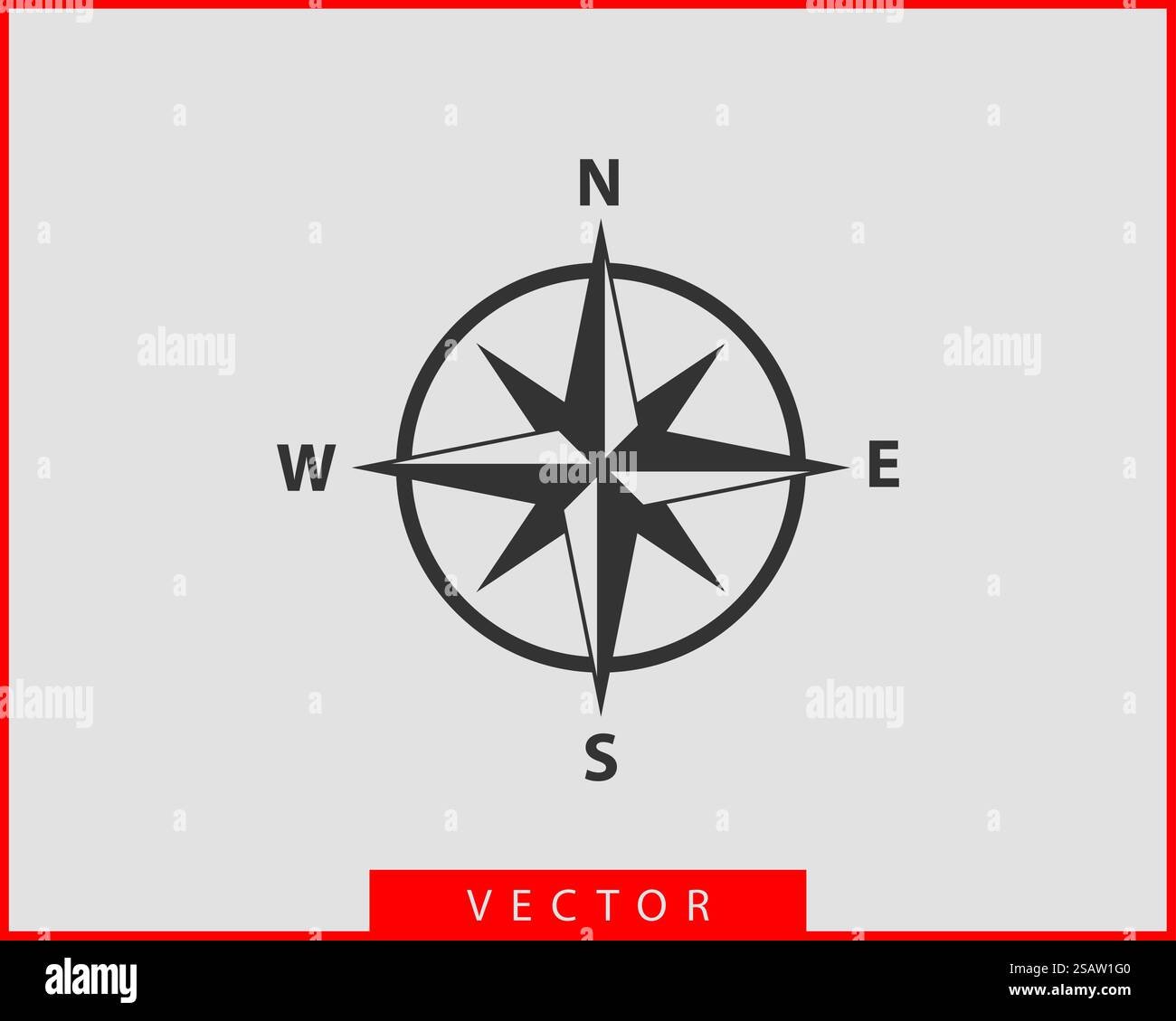 Kompass Symbol Vektor. Windrose stern Navigation. Stock Vektor
