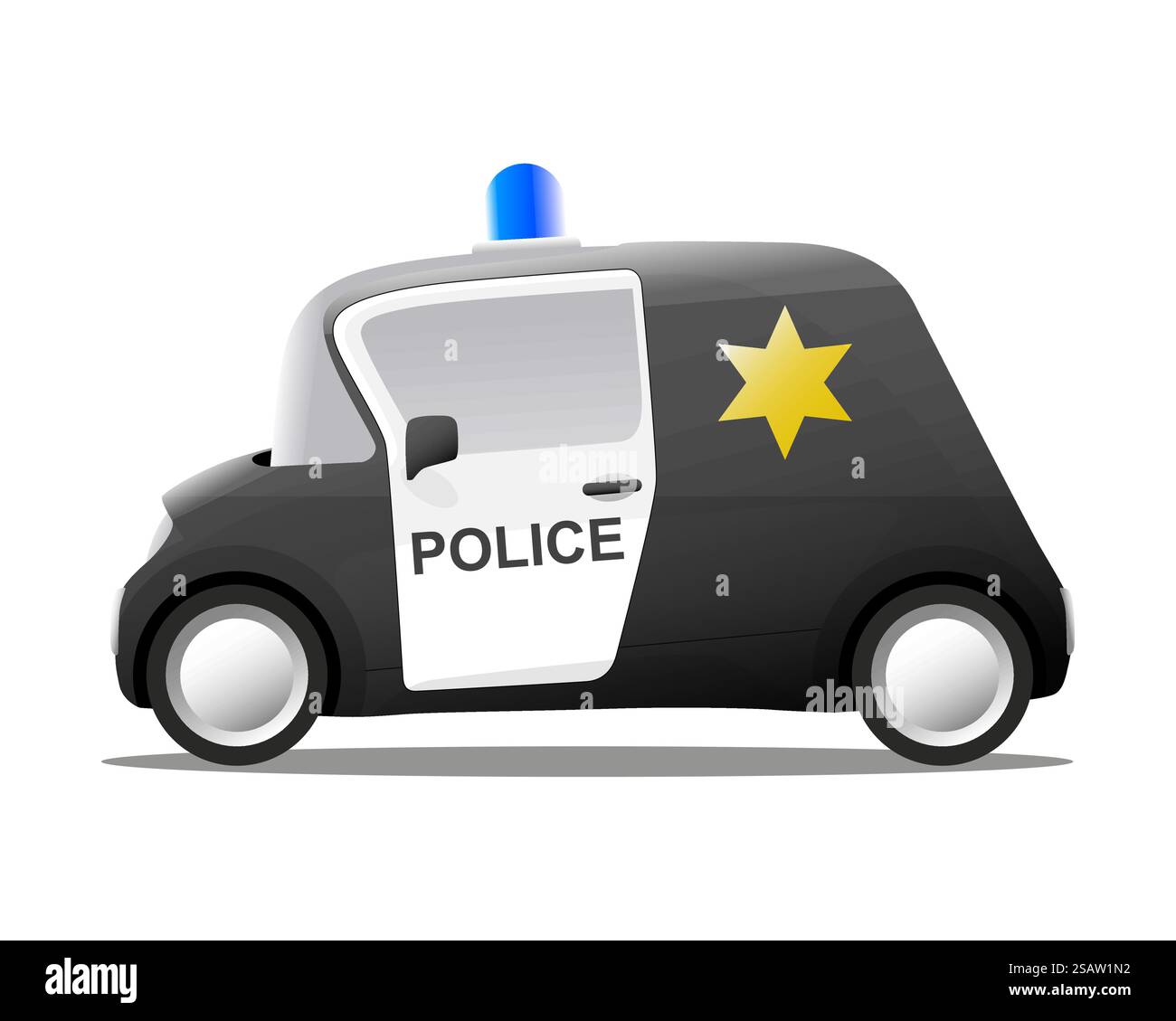 Minicartoon Sheriff Polizeiauto, Vektor-Illustration. Minicartoon Sheriff Polizeiauto Stock Vektor
