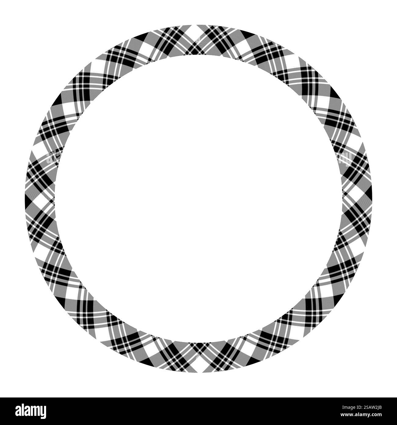 Kreisränder und Rahmenvektor. Geometrisches Vintage-Rahmendesign mit rundem Rand. Struktur aus Schottenkaro-Stoff. Vorlage für Geschenkgutscheine, Collage, Scrapbook oder Fotoalbum und Porträt. Stock Vektor