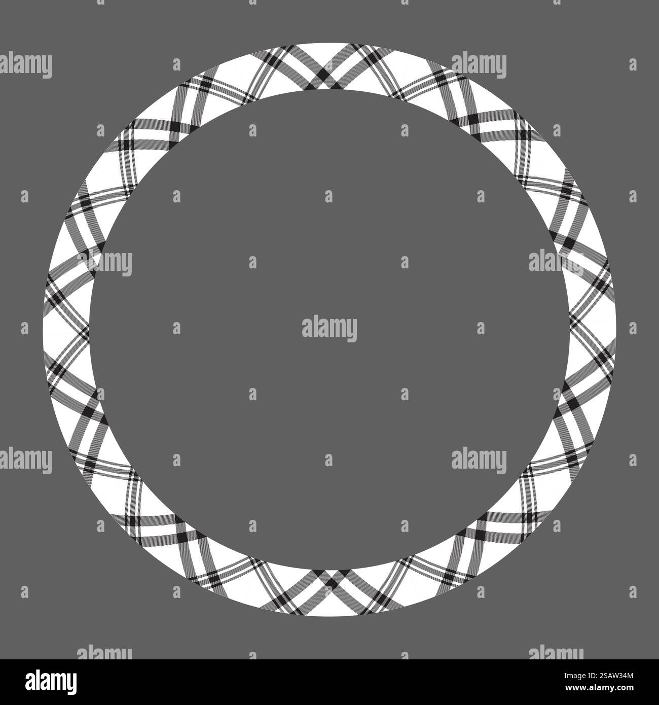 Kreisränder und Rahmenvektor. Geometrisches Vintage-Rahmendesign mit rundem Rand. Struktur aus Schottenkaro-Stoff. Vorlage für Geschenkgutscheine, Collage, Scrapbook oder Fotoalbum und Porträt. Stock Vektor