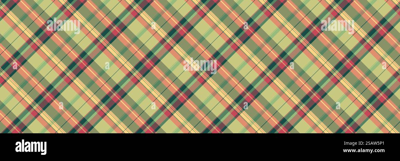 Siebziger Jahre Stoff Muster Plaid, elementare Check nahtlose Vektor. Exotische Hintergrundtextilien-Tartantextur in Orange und Pastellfarbe. Stock Vektor