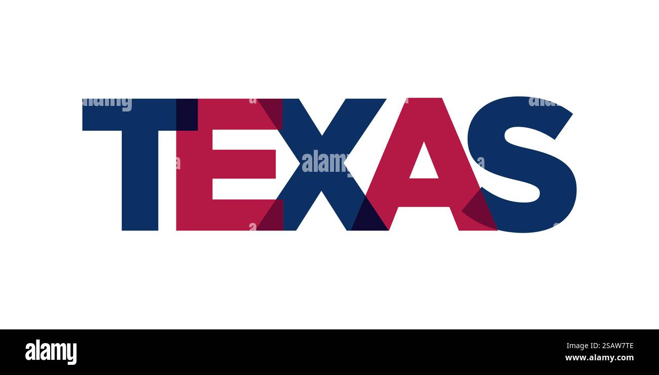 Design mit Typografie-Schriftzug in Texas, USA. Amerika-Logo mit grafischem Stadtschriftzug für Print- und Webprodukte. Design mit Typografie-Schriftzug in Texas, USA. Amerika-Logo mit grafischem Stadtschriftzug für Print und Web. Stock Vektor