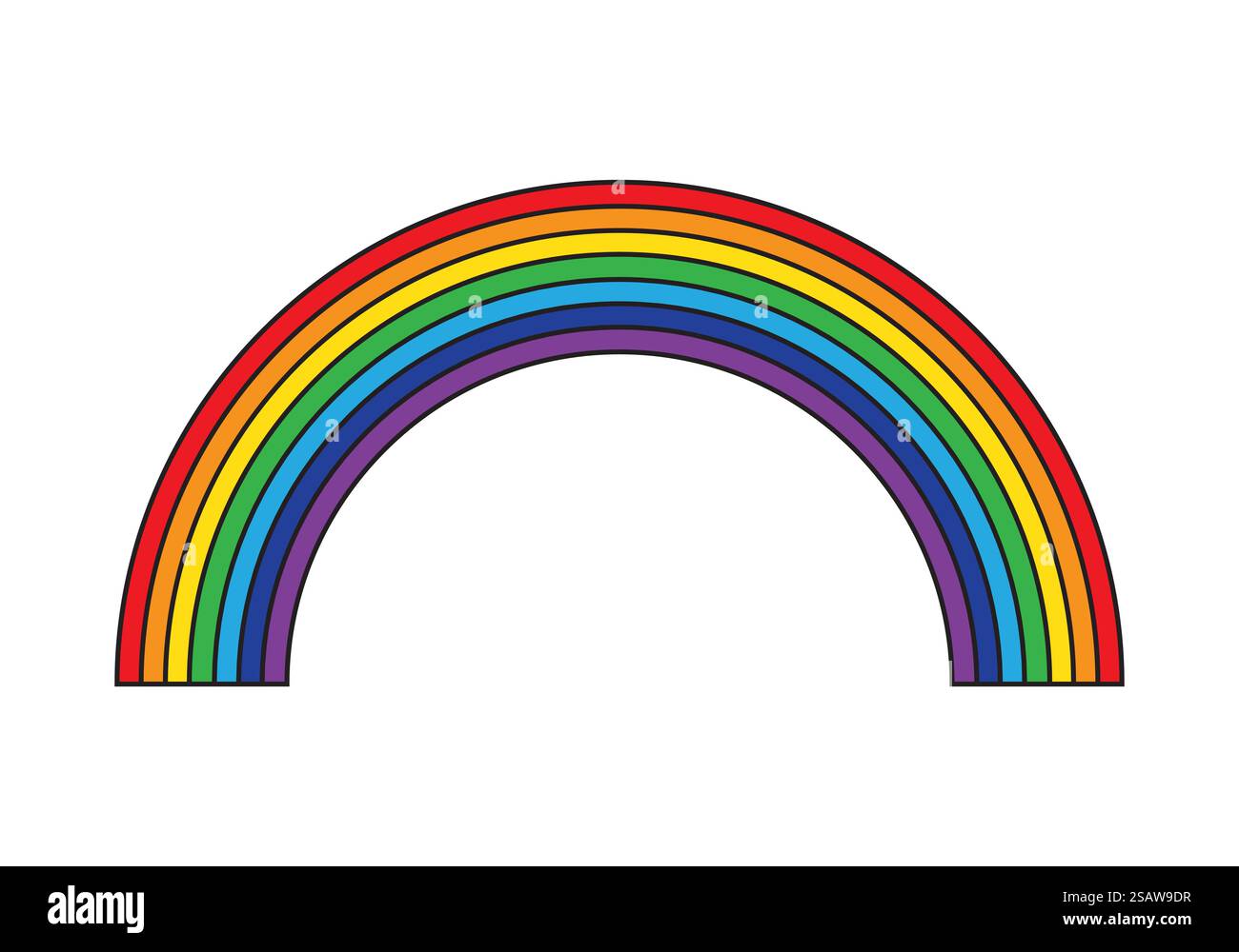 Zeichentrick-Regenbogen-Symbol auf weißem Hintergrund. Vektorabbildung... Zeichentrick-Regenbogen-Symbol auf weißem Hintergrund Stock Vektor