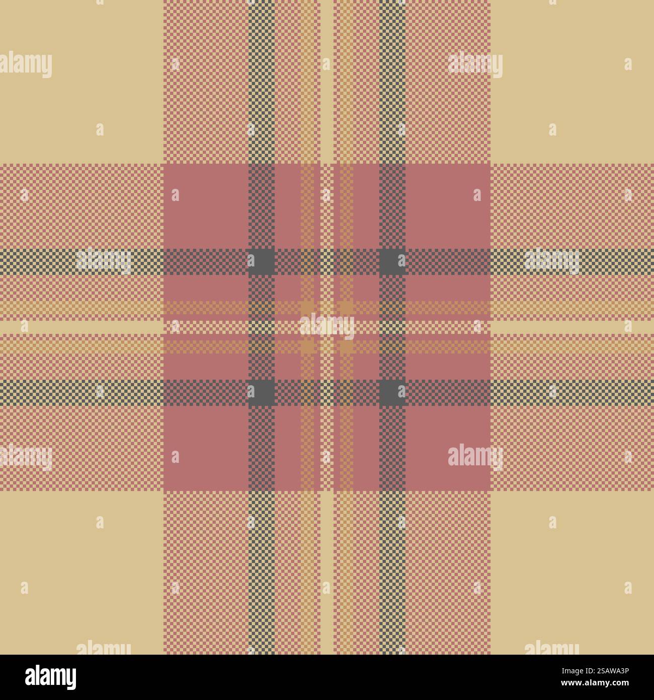 Hintergrund-Schottenkaro aus kariertem Gewebe mit nahtlosem Vektormuster-Textil in Bernstein und Rot. Stock Vektor