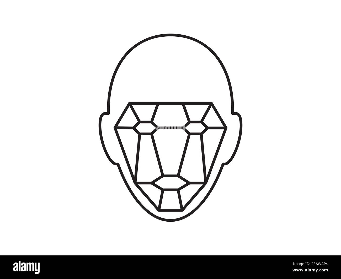 Symbol der Identität biometrische Verifikation unterzeichnen. Face Recognition System. Scannen grid tehnology Vektor Symbol. Stock Vektor