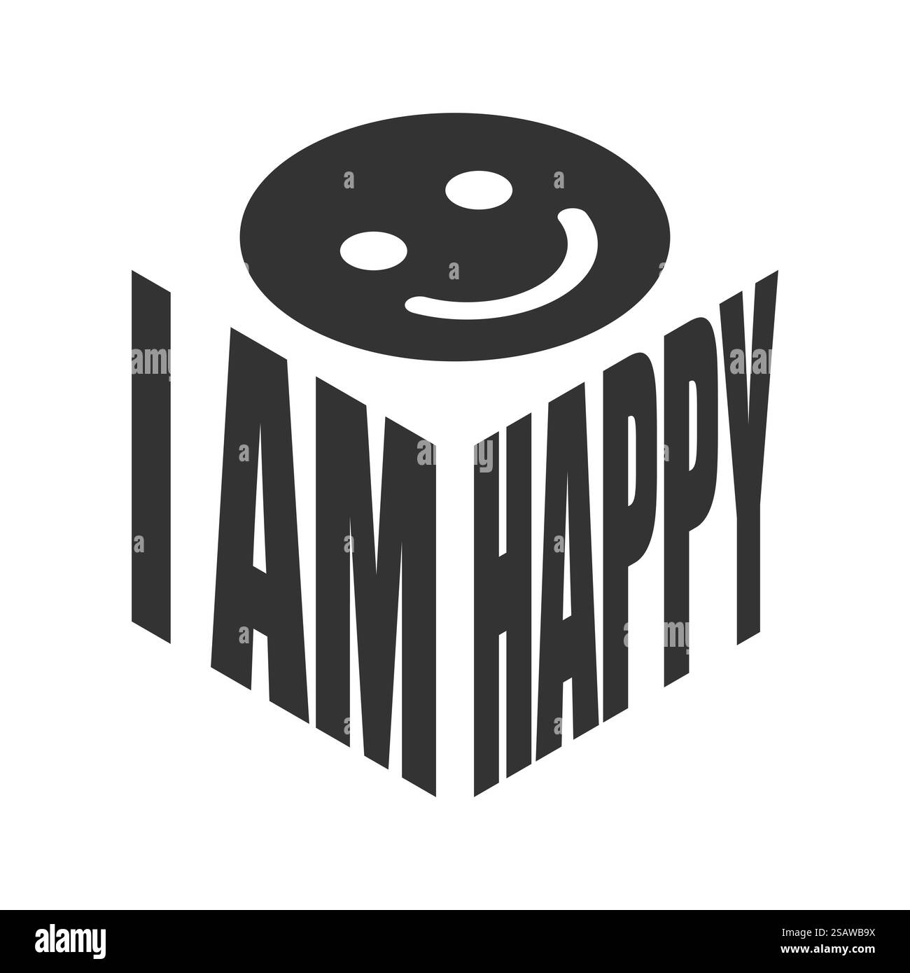 I am Happy Smile, T-Shirt mit schlichtem Text-Schriftzug. Vektor mit grafischen Phrasen für Poster, Aufkleber, Bekleidungsdruck, Grußkarte oder Postkarte. Typographische Designelemente isoliert. Stock Vektor