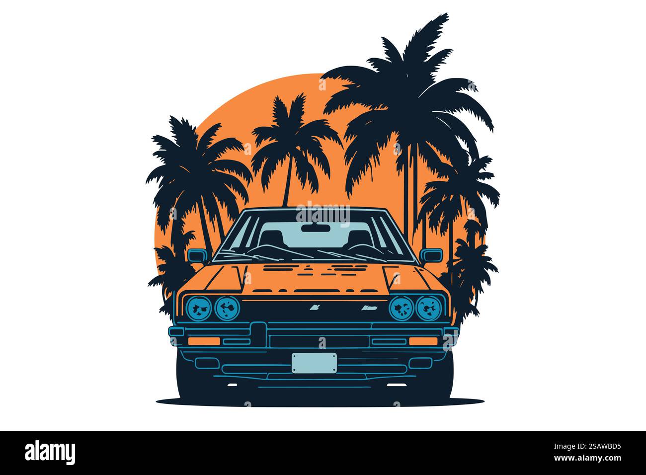 Japan Oldtimer 80er Jahre isoliert auf weißem Hintergrund, Vorderansicht. Vektor-Illustration automatisch am besten für Emblem, Poster, Aufkleber, T-Shirt-Druck und Banner. Japan Oldtimer 80er Jahre isoliert auf weißem Hintergrund, Vorderansicht. Vektor-Illustration automatisch am besten für Aufkleber und T-Shirt-Druck. Stock Vektor